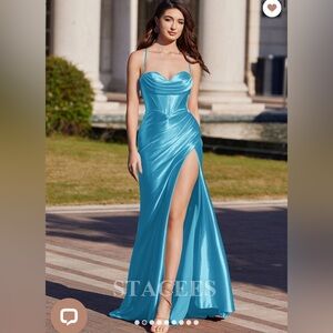 Teal blue prom dress from Stacees